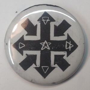 Crossroads Linocut Print Button / Pin