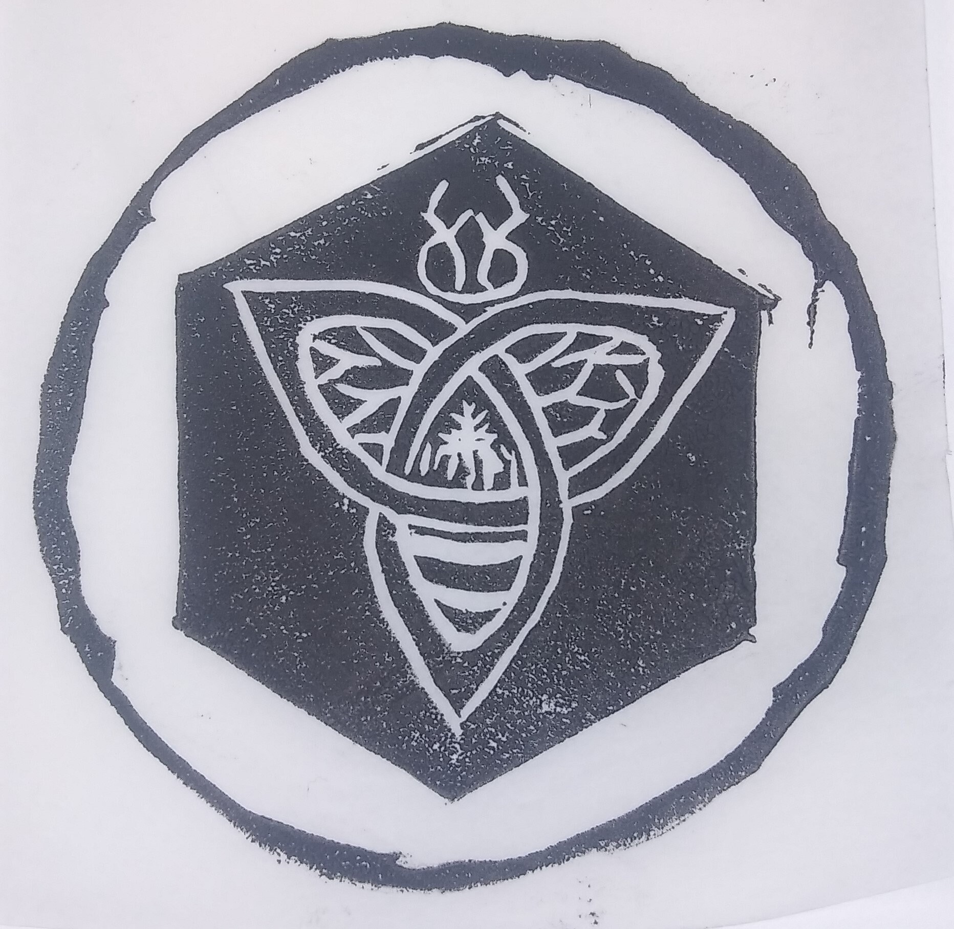 Celtic Knot Bee Linocut Print with Sticker option Etsy