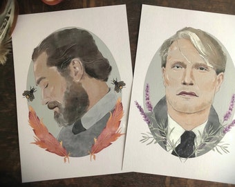 Mads Mikkelsen Jude Law Print set | Grindeldore Portrait set