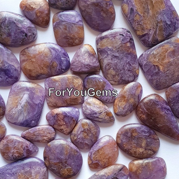 Honey Charoite - Wholesale Honey Charoite Cabochon lot - Loose Flat Back Honey Charoite Cabochon - Bulk Honey Chaorite for Making jewelry