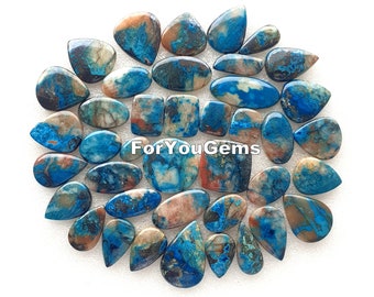 Natural Azurite Quartz Cabochon, Wholesale Azurite Quartz Cabochon Lot, Bulk Loose Azurite Quartz Gemstone For Making Craft And Jewelry