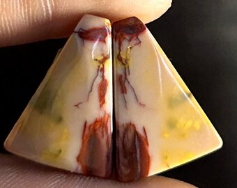 Mookaite Pair - Mookaite fancy shaped for making jewelry and things. T.I.O - 2431 22x16x4mm. 22 carat