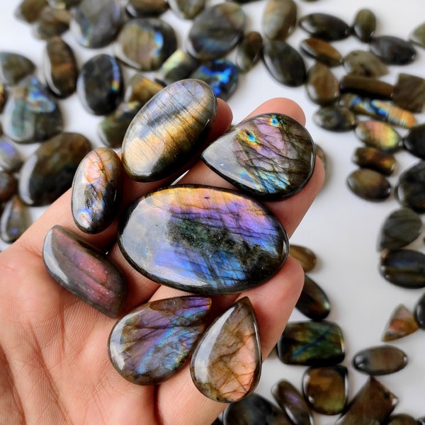 Groothandel paarse labradoriet!! Natuurlijke spectroliet edelsteen - Multi Purple labradoriet cabochon lot- spectroliet kristal voor het maken van sieraden