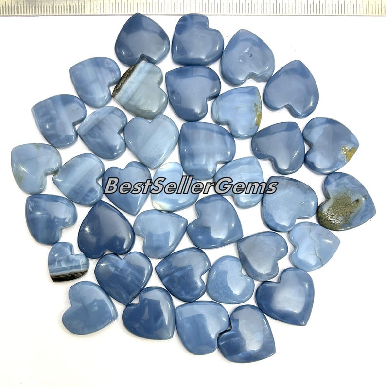 Blue Opal Heart Lot Wholesale Lot of Blue Opal Heart Cabochons Loose