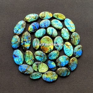 CARVING LOT !! Labradorite Oval Carved Cabochon lot- Labradorite Carving Stone - Carved Labradorite cab - Multi Flashy Labradorite Gemstone