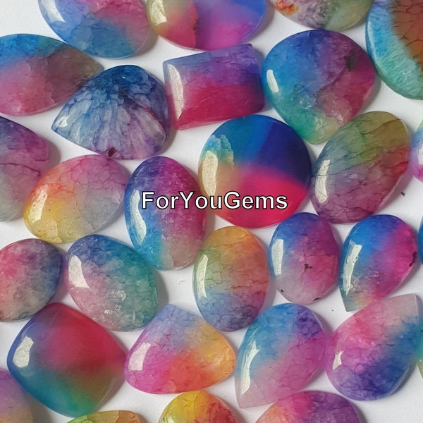 Solar Quartz! Wholesale Lot Colourful Solar Quartz Cabochon - Solar Quartz Cabs - Bulk Multi Color Quartz - solar Quartz For Making Jewelry