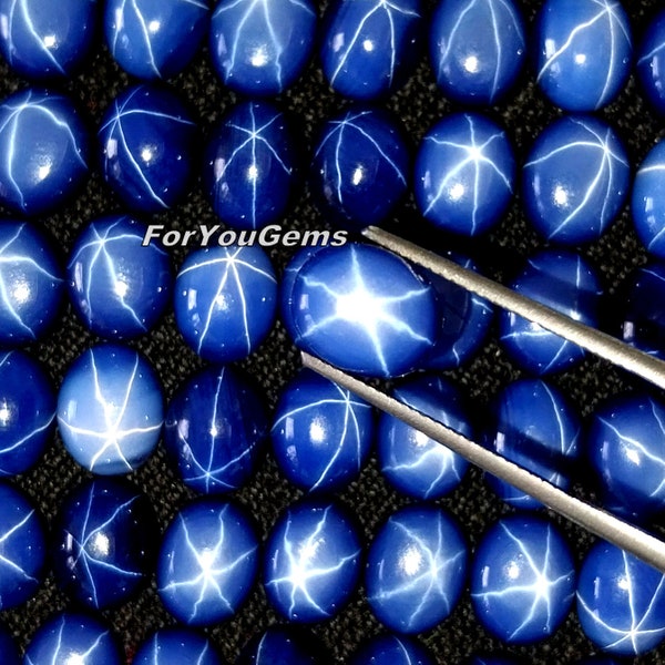 Calibrated Lindy Star Sapphire 10x8MM - Wholesale Lindy Star Blue Oval Gemstone - Bulk Lindy Star Cabochon - For Making Ring, Earrings