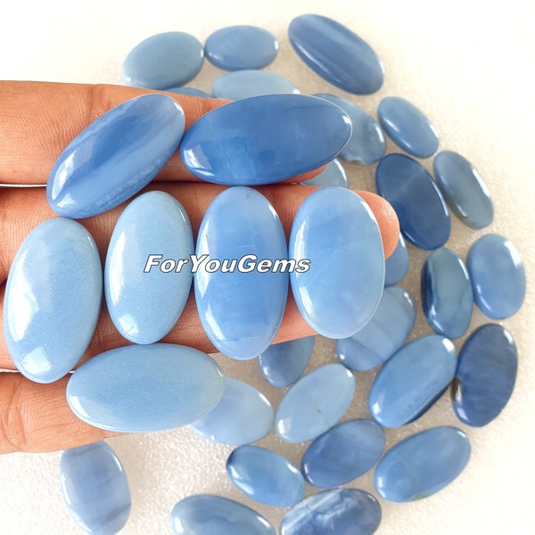 Bulk Natural Blue Opal Oval Cabochon lot,  Blue Opal Oval Gemstone, Opal Smooth Crystal Cab. Blue Opal Stone Hand Crafted Cabs
