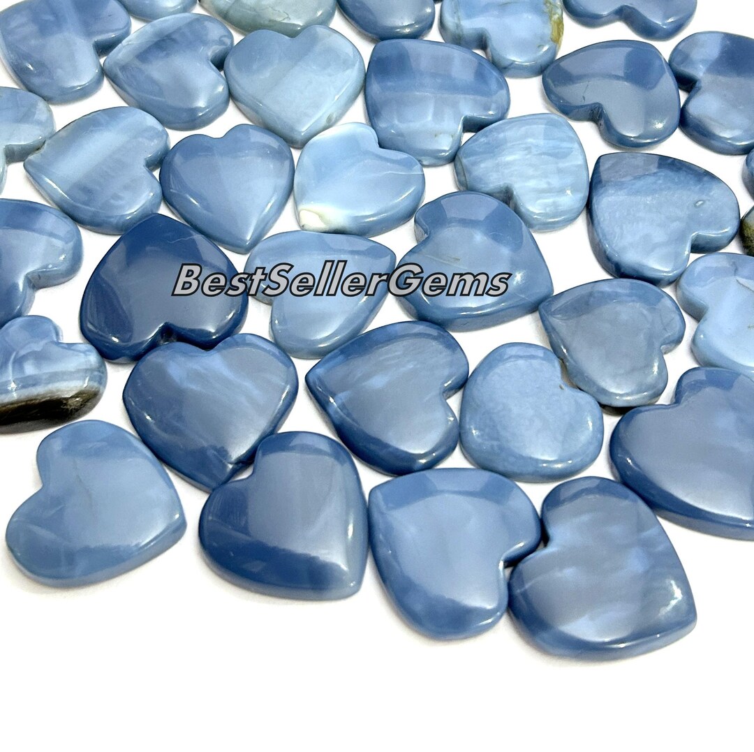 Blue Opal Heart Lot Wholesale Lot of Blue Opal Heart Cabochons Loose