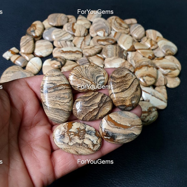 Wholesale Cabochon Lot Natural Picture Jasper Cabochon, Picture Jasper Gemstone, Mix Shape Jasper Cab, Flat back Gemstone, Jewellery Making