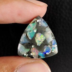 Rare Design Doublet Opal Gemstone/Cabochon Opal Cabs/Crystal Opal Stone/Shiny Fire Opal Stone/Multi Color Opal For Necklace/20x18x7mm/A-2917