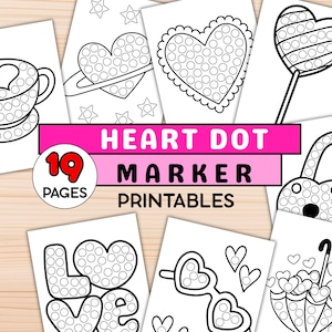 Peut inclure: Ensemble de 19 pages imprimables avec des motifs de points en forme de cœur. Comprend une tasse à café, un cœur sur une planète, un cœur avec un bord festonné, une sucette en forme de cœur, un cadenas et le mot "LOVE".