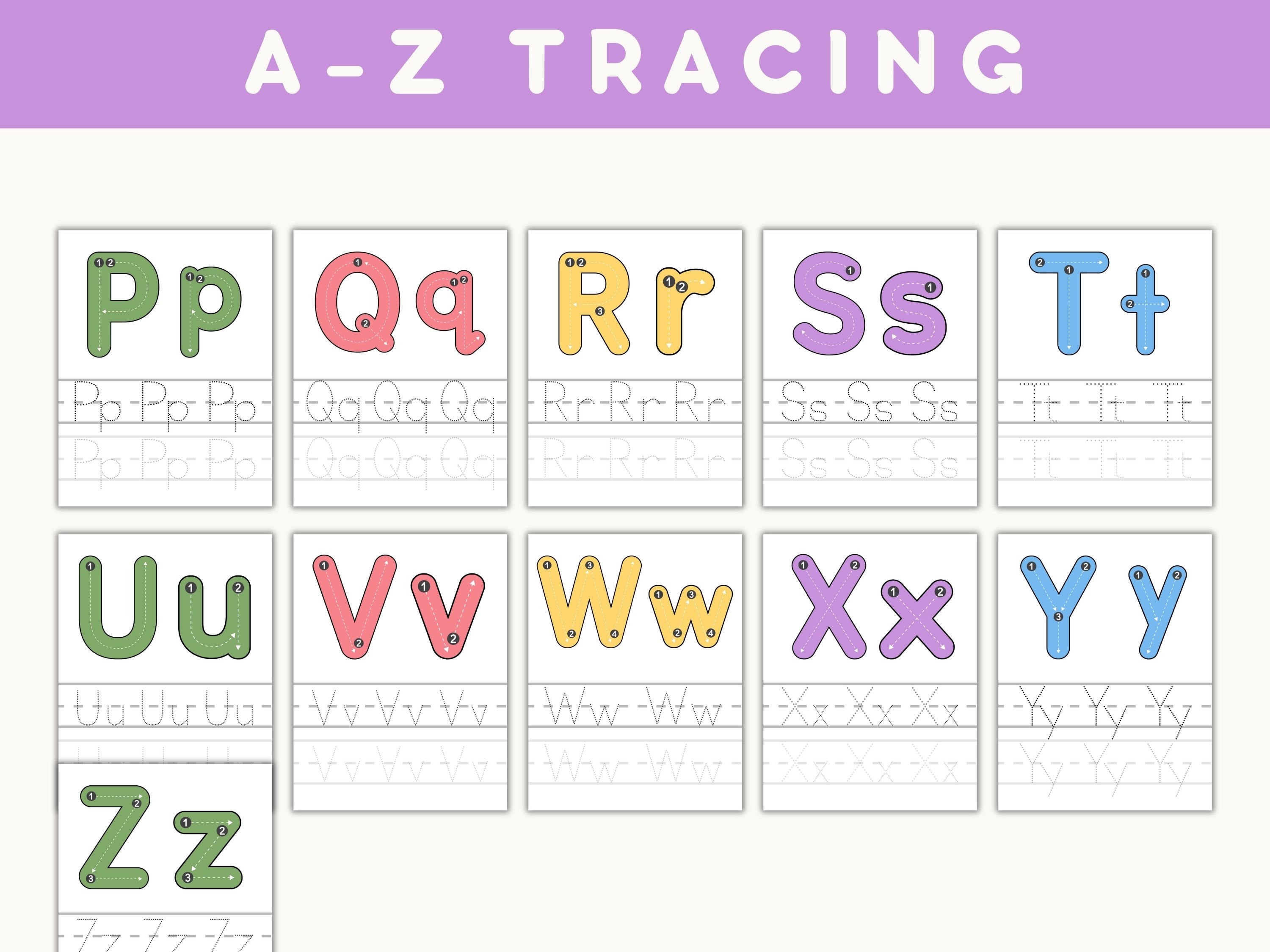 Tracing Letters Printable, A to Z Alphabet Worksheets Pdf