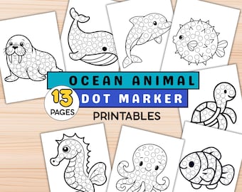 Sea Animals Dot Marker | Printable Ocean Animal Do a Dot Coloring Pages ...
