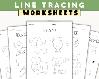 Preschool Tracing Worksheets: Animals, Shapes (PDF Printable)