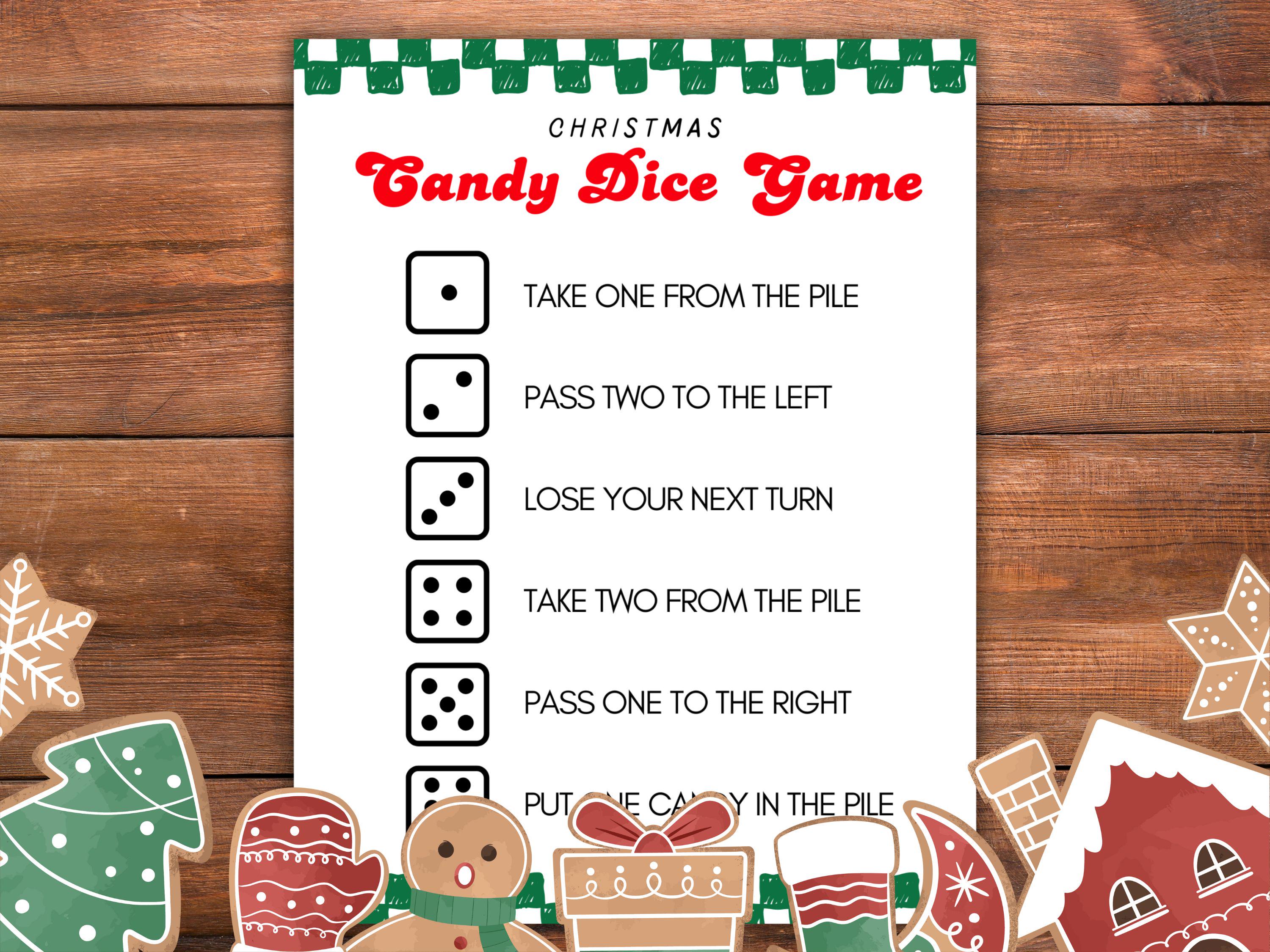 Christmas Candy Dice Game Printable – Fun Roll the Dice Christmas Game ...