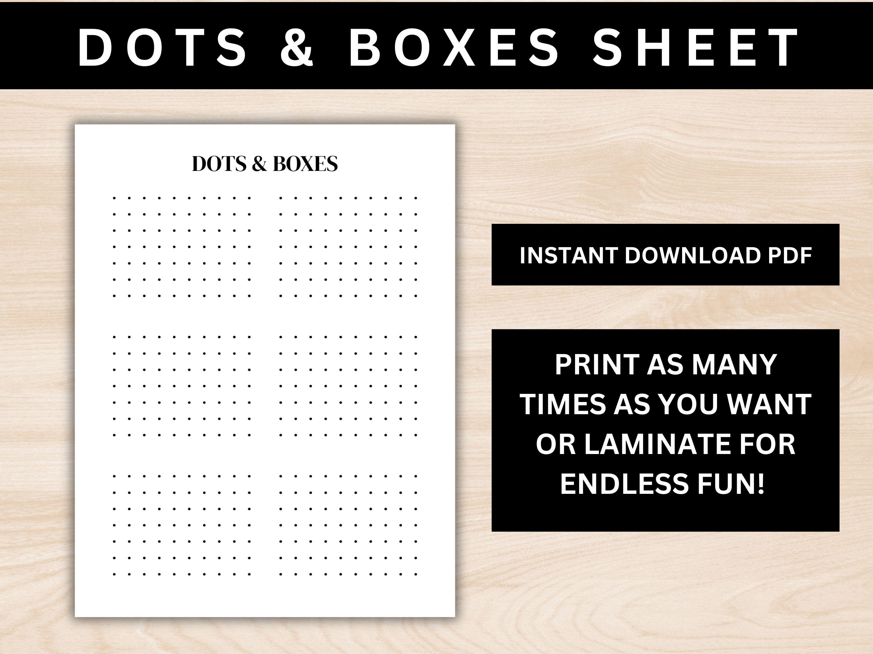 Printable Dots and Boxes Grid for Kids | Classic Dot Game | Multiple ...