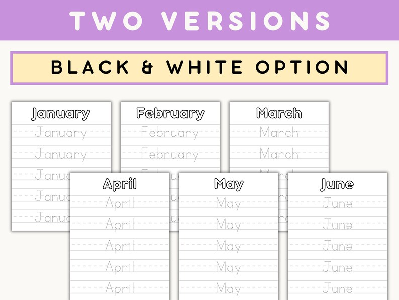 Months In Line Months of the Year Worksheet for Kindergarten, Trace the 12 Months ...