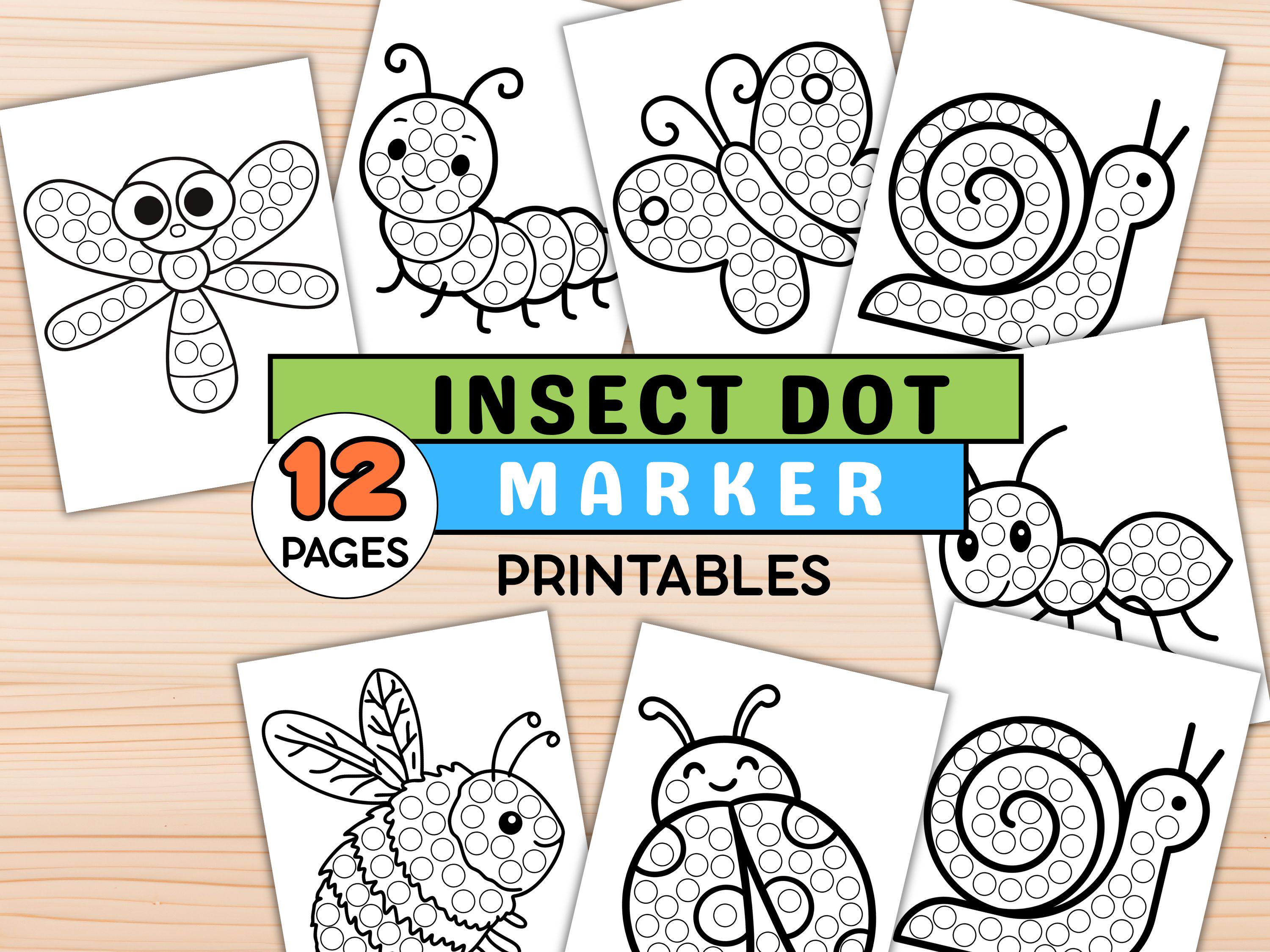 Insect Dot Marker Pages Printable PDF, Do a Dot Bug Activity, Preschool ...