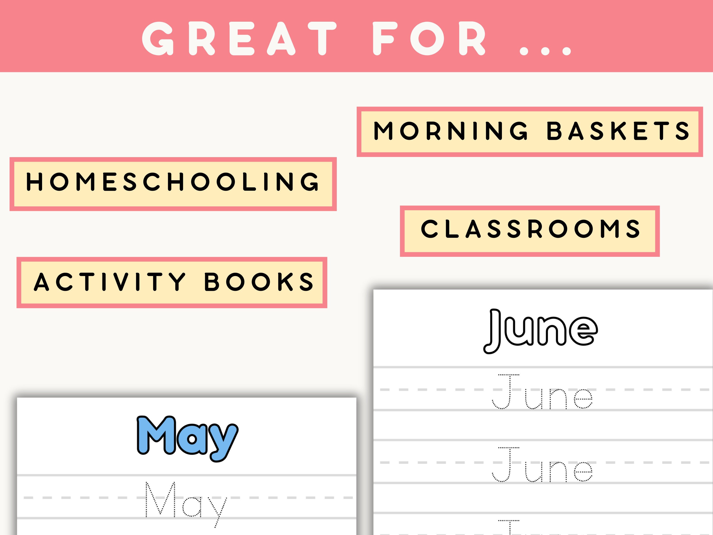 Months of the year worksheet for kindergarten trace the 12 months