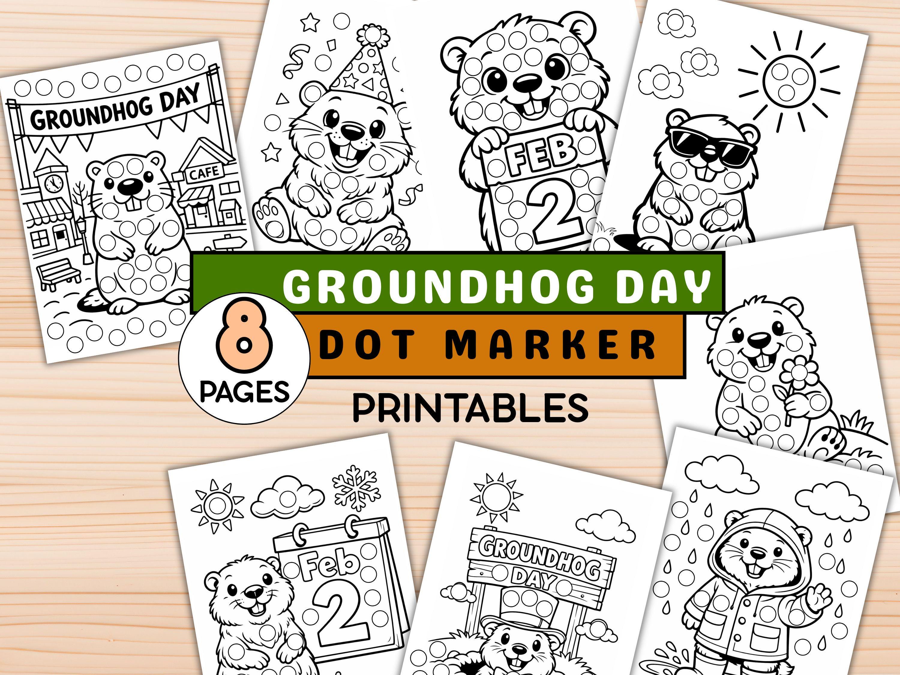 43 Must-Make February Crafts for Kids for Beating Boredom 33 Groundhog Day Dot Marker Pages Toddler & Preschool Dauber Activity…