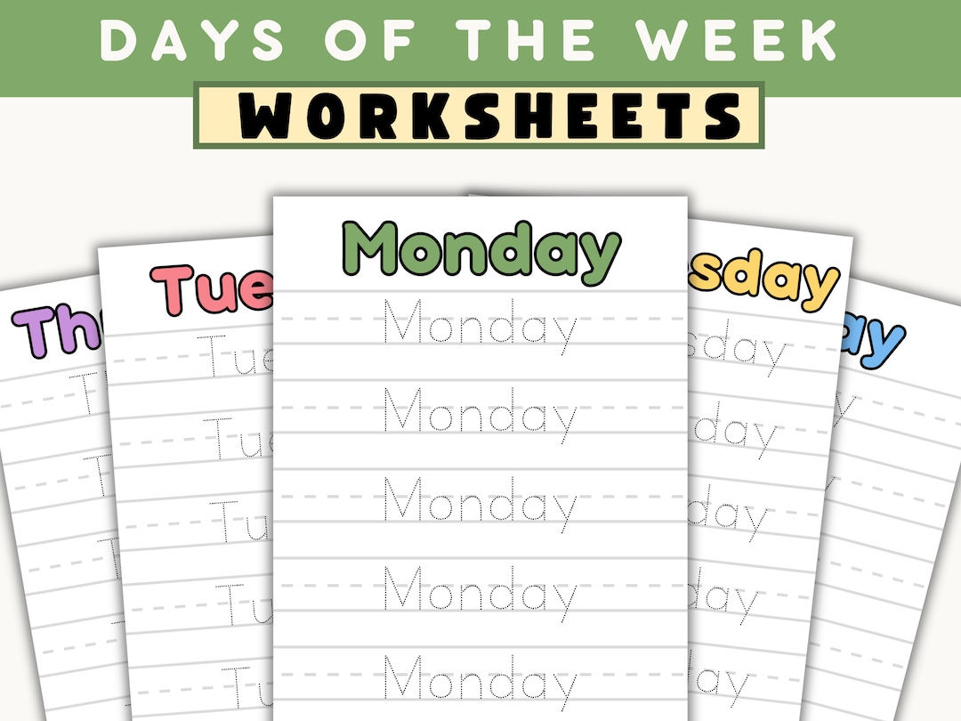 Days of the Week Worksheets PDF, Tracing Days of the Week, Preschool ...