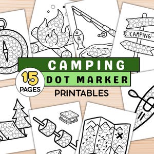 Camping Dot Marker Seiten für Kleinkinder, Do a Dot Camping Printable, Vorschule Camping Aktivität, Kinder Sommer Färbung PDF