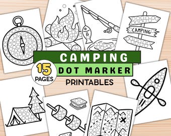 Camping Dot Marker Pages for Toddlers, Do a Dot Camping Printable, Preschool Camping Activity, Kids Summer Coloring PDF