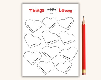 Valentine's Day Writing Prompt Worksheet: 'Things I Love' Activity (PDF)