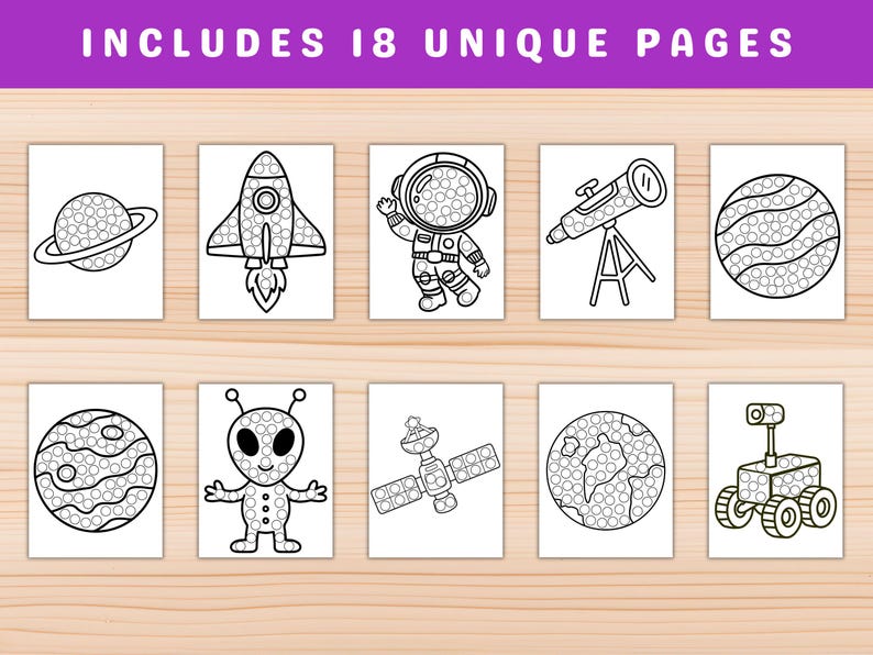 Space Dot Marker Printables for Kids – Space Do a Dot Pages, Preschool ...