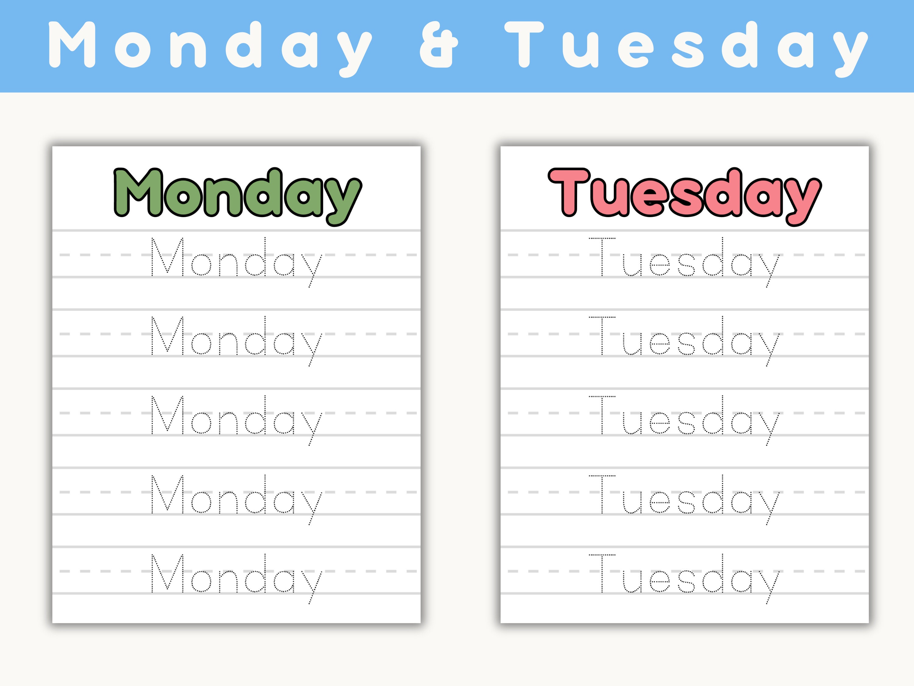 Days of the Week Worksheets PDF, Tracing Days of the Week, Preschool ...