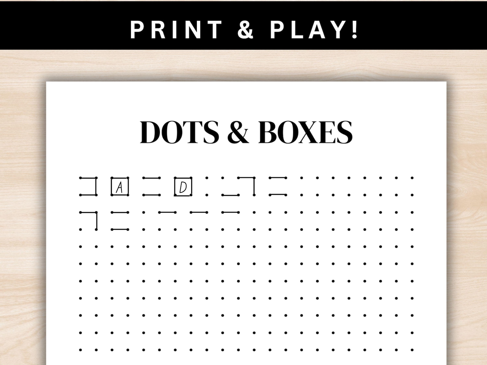 Dot Math Game Printable Dots and Boxes Game for Kids | Classic Dot Game | Math ...