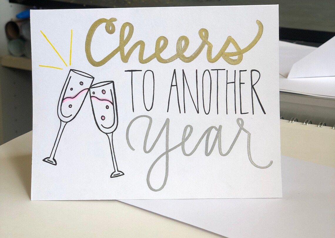 Cheers to Another Year with bubbly Birthday Card | Etsy