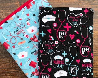 Assorted Sizes - Nurse Print Booksleeves| Padded Book Sleeve | Gifts for Readers | Book Gifts | Gifts for Nurses