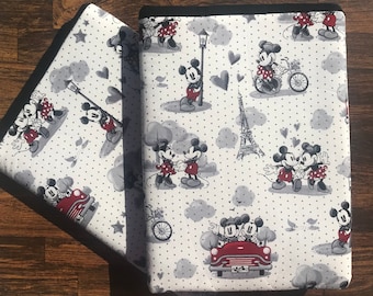 Large Booksleeve - Mickey and Minnie in Paris Print | Large Hardcover Padded Book Sleeve | Book Lovers | Gifts for Readers | Disney Gifts