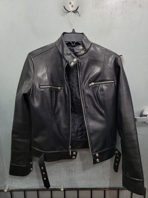 On Hold for Natty - Vintage 90s/00s Guess Black Pleather Moto 