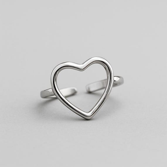 Adjustable Heart Open Ring For Women – 925 Sterling Silver, Hypoallergenic, Gift For Her