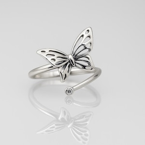 Butterfly Ring 925 Sterling silver / Women’s Adjustable Silver Butterfly Ring / Gift / Nature Inspired Jewellery / spiritual adjustable ring