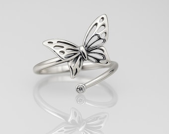 Butterfly Ring 925 Sterling silver / Women’s Adjustable Silver Butterfly Ring / Gift / Nature Inspired Jewellery / spiritual adjustable ring