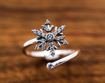 Schneeflocke Ring 925 Sterling silver / Silber Winter Ring / Zirkonia Eis Ring für Frauen / Silber Ring / Mutter Geschenk / Geburtstagsgeschenk für Sie