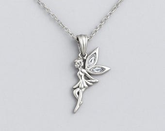Colgante de hada de plata de ley / Collar mágico y caprichoso para amantes de la fantasía / Regalo para el Día de la Madre / Collar bonito para mujer / Collar de ángel