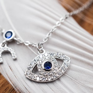 邪眼ネックレス 925 スターリングシルバー / シルバー全視眼 / 守護ジュエリー / 母の日ギフト / スピリチュアルネックレス / ペンダント