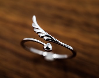 Angel Wing Ring - 925 Sterling Silver Adjustable Jewellery