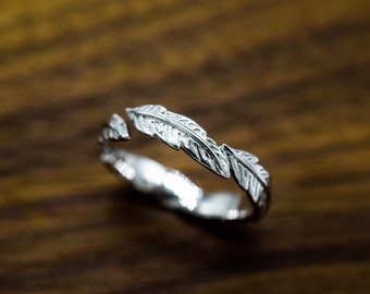 Feather Ring 925 Sterling silver / Silver Spiritual Adjustable Feather Ring/ Mothers Day/ Birthday Gift for Her/