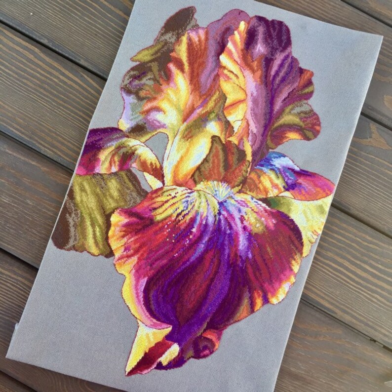 Cross Stitch PDF Instant Download Iris Spring red Watercolor Cross Stitch Flower Cross Stitch fire Cross Stitch Xstitch Bouquet