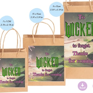 Wicked Party Bag Tag Label Bundle| Printable Decorations with Glinda and Elphaba| Birthday Party| Label Bag|  | 3 Sizes Included | Thank you