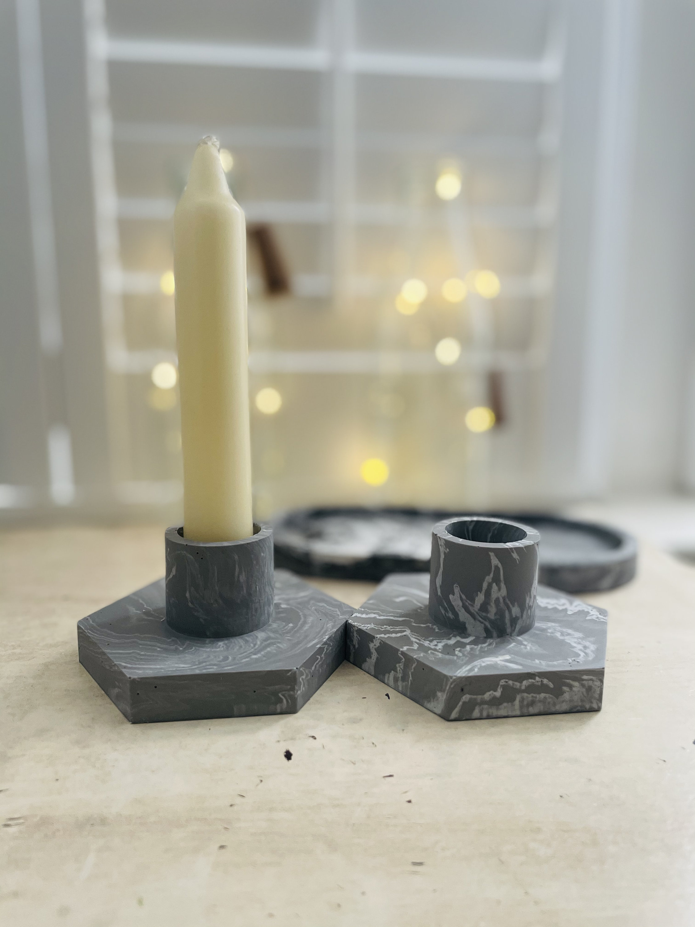 Custom Handmade Jesmonite Eco Resin Marble Candlestick Holders Etsy