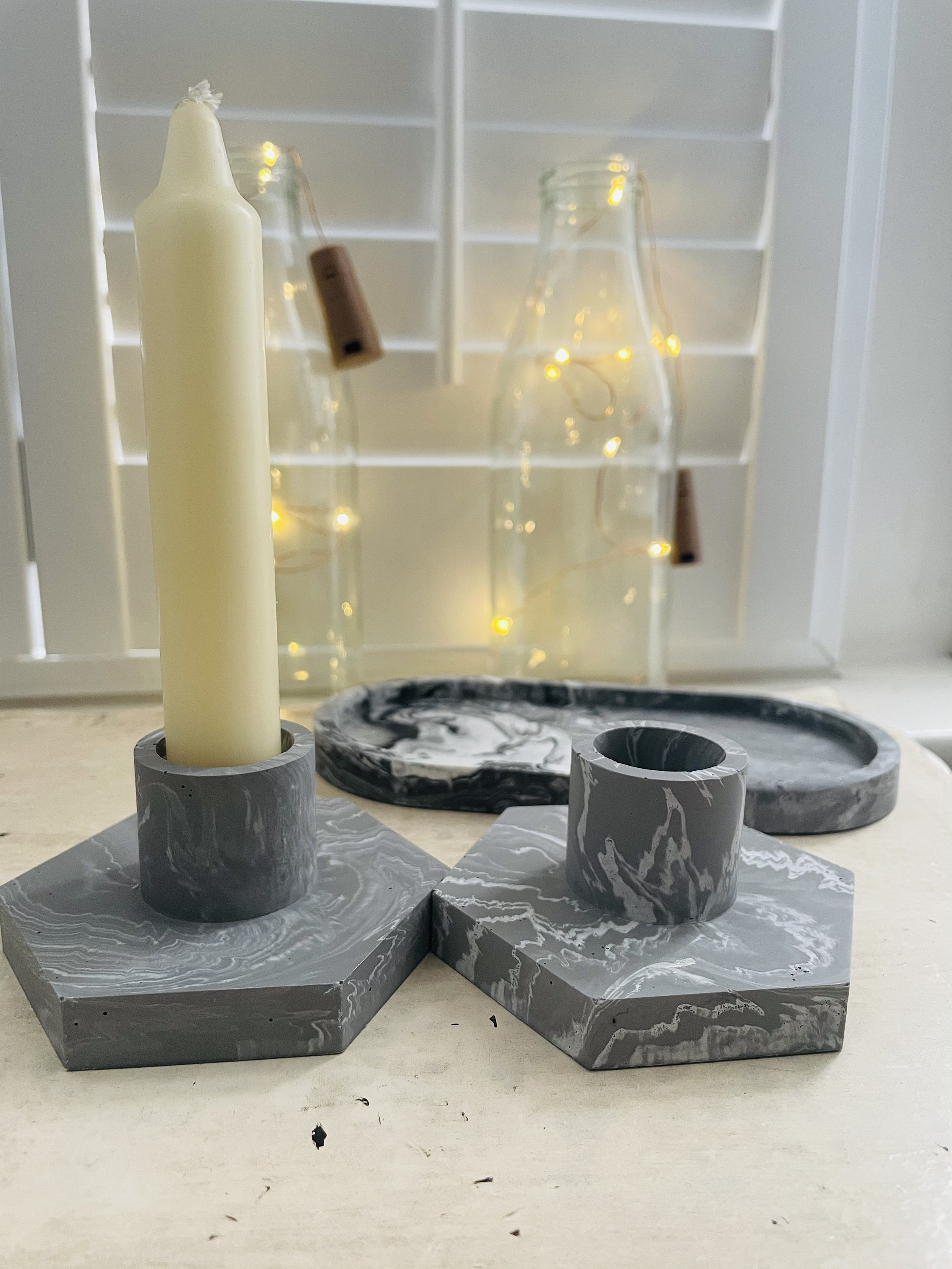 Custom Handmade Jesmonite Eco Resin Marble Candlestick Holders Etsy
