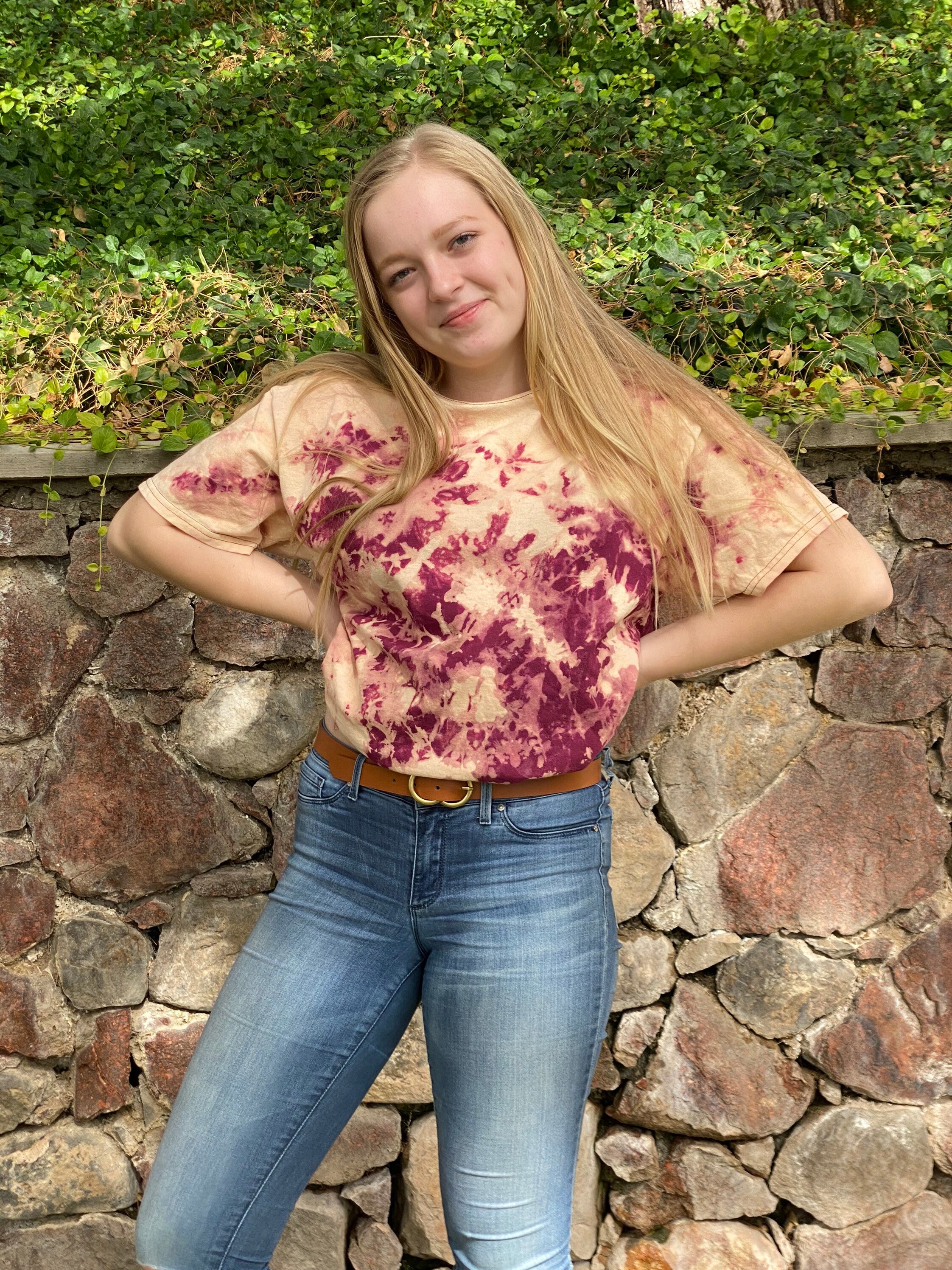 Maroon Bleach Splatter Short Sleeve | Etsy