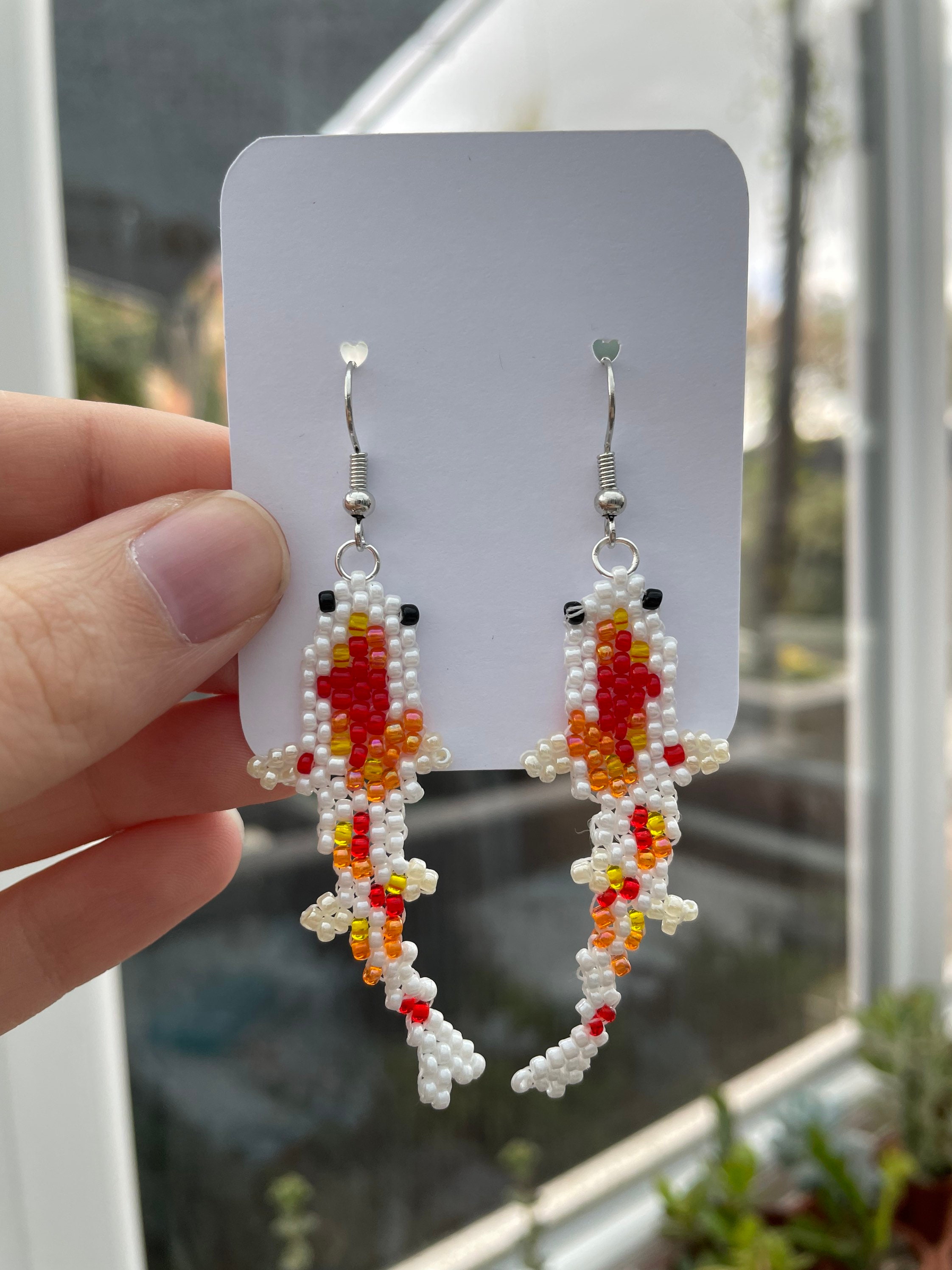 Koi Fish Seed Bead Earrings aquatic earrings fish earrings Japanese koi fish earrings